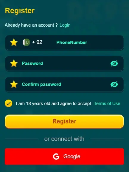Game Registration or Login